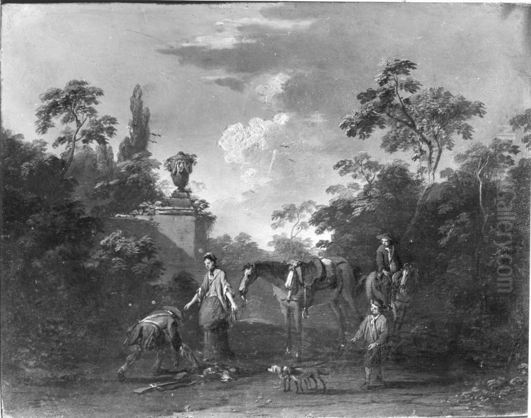 Landschaft mit Jagdstaffage Oil Painting by Norbert Grund