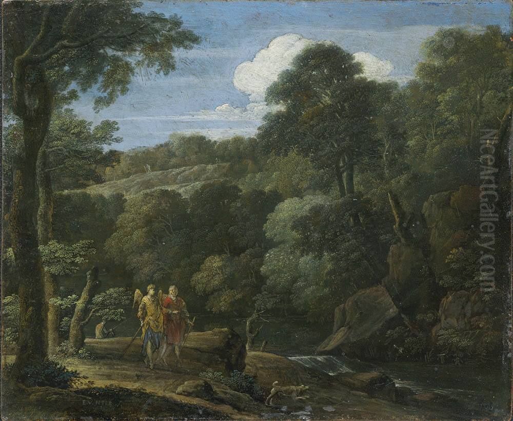 Tobias and the angel in a landscape Oil Painting by Eglon van der Neer