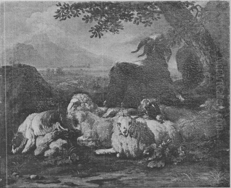 Ruhende Schafherde Oil Painting by Franz Joachim Beich