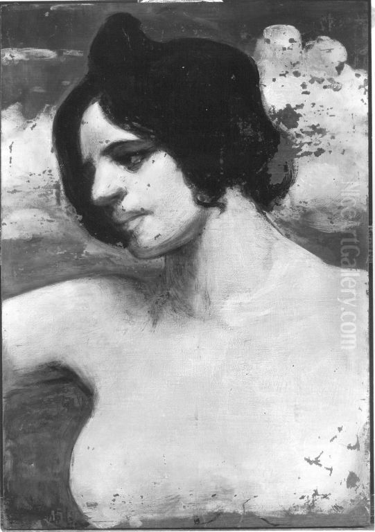 Dekoratives Frauenbrustbild Oil Painting by Fritz Erler