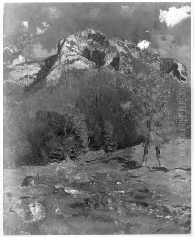 Der Eisberg bei Berchtesgaden von der Trubenbachtratte aus gesehen (Berglandschaft) Oil Painting by Carl Schuch