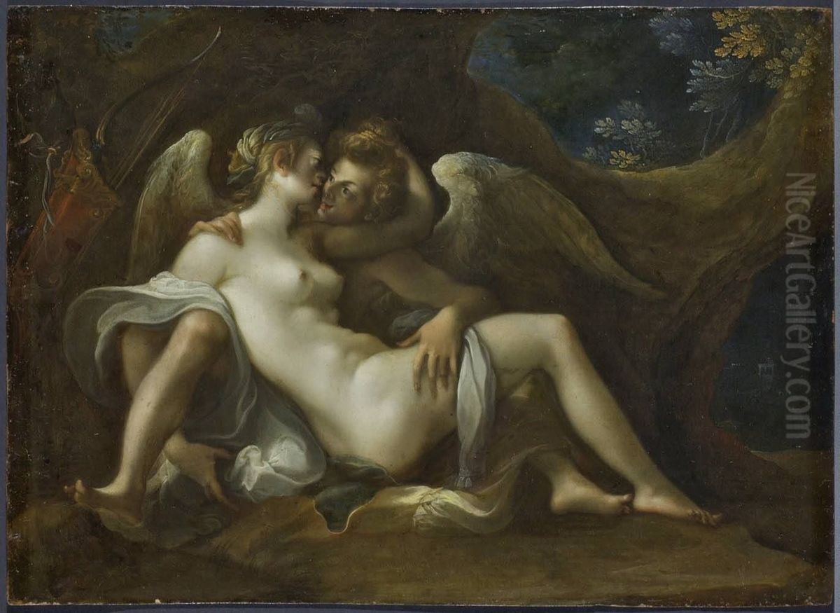 Amor und Psyche Oil Painting by Matthaus Gundelach
