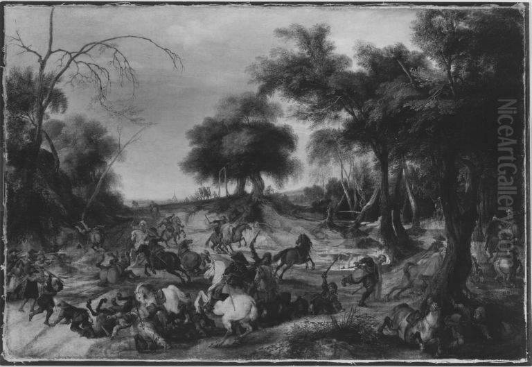 Gefecht im Walde Oil Painting by Peter Snayers