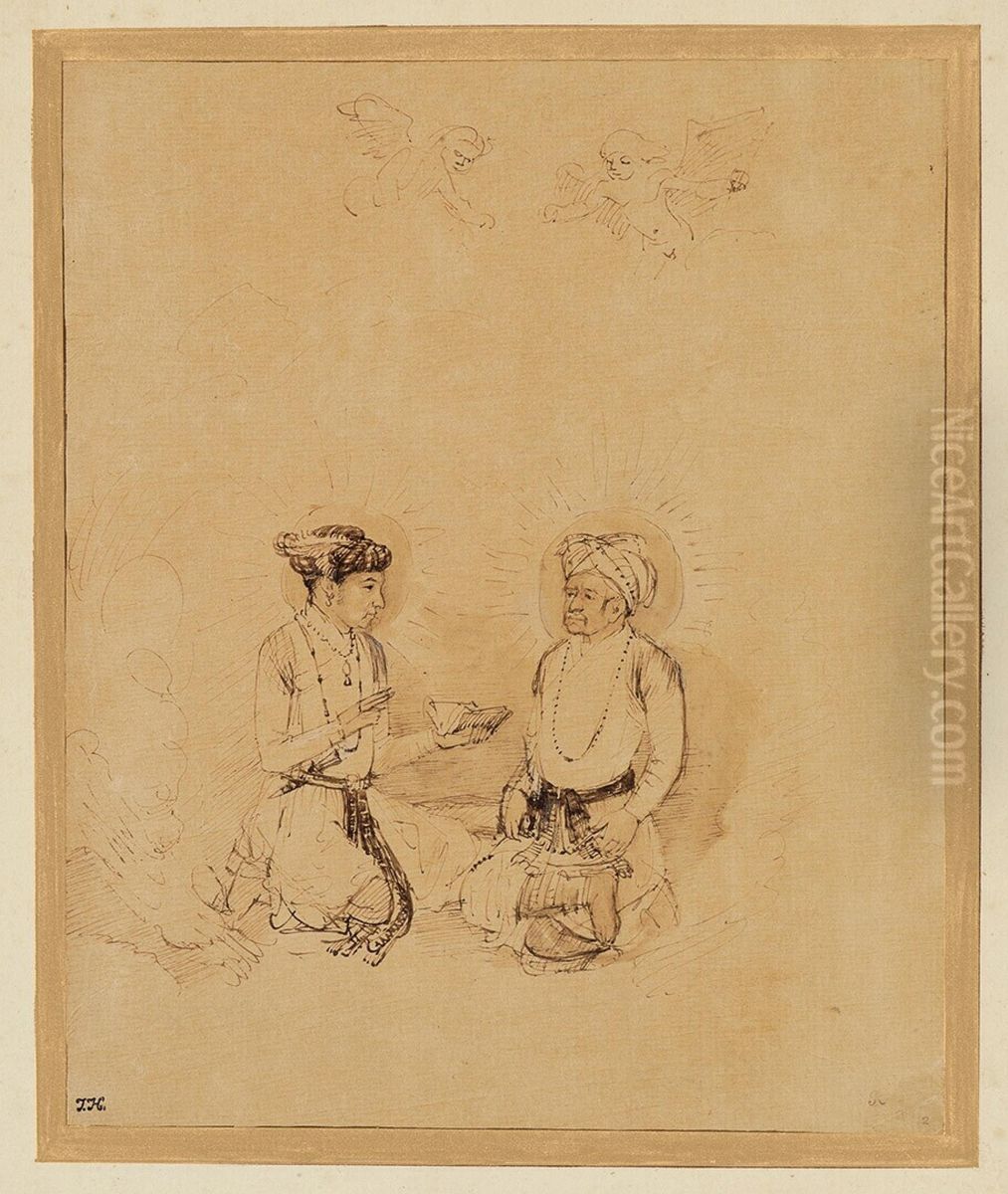 The Emperor Akbar and Jahangir in Apotheosis Oil Painting by Rembrandt