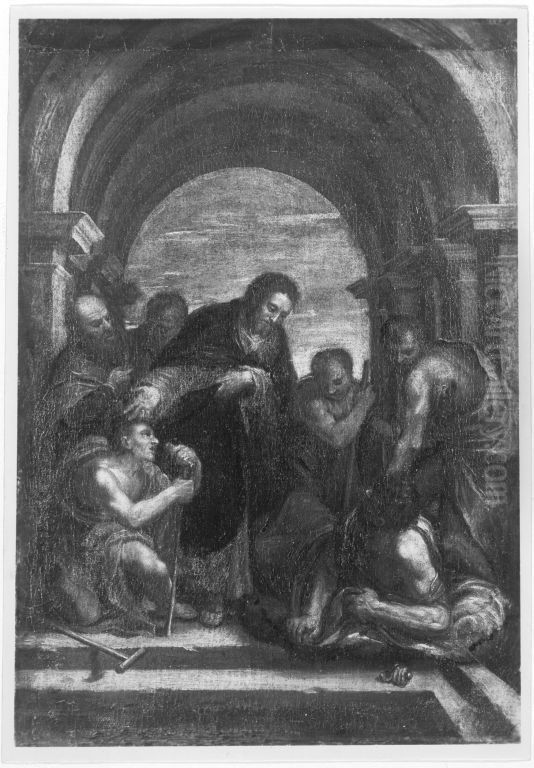 Heilung des Gichtbruchigen Oil Painting by Paolo Farinati