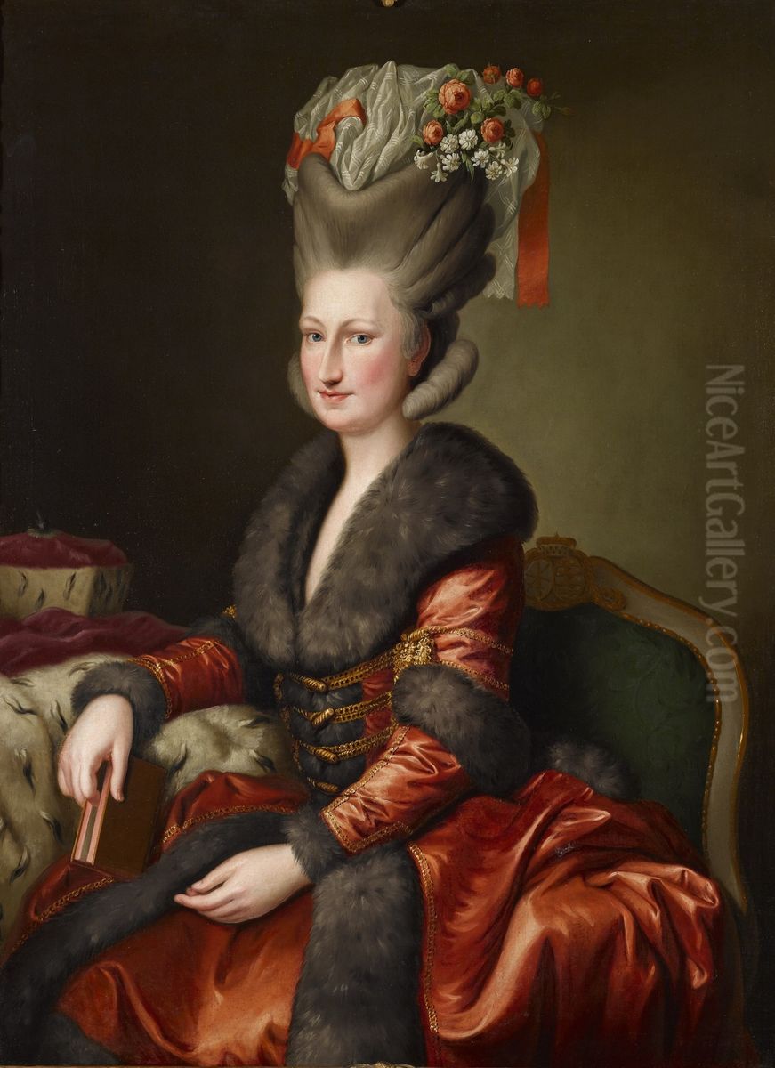 Portrait of Maria Amalie Auguste of Saxony in Polish costume Oil Painting by Heinrich Carl Brandt