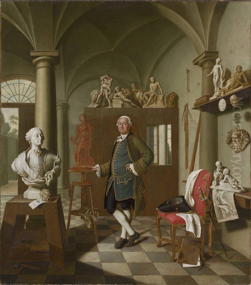 Der Bildhauer Charles de Grof in seinem Atelier Oil Painting by Peter Jacob Horemans