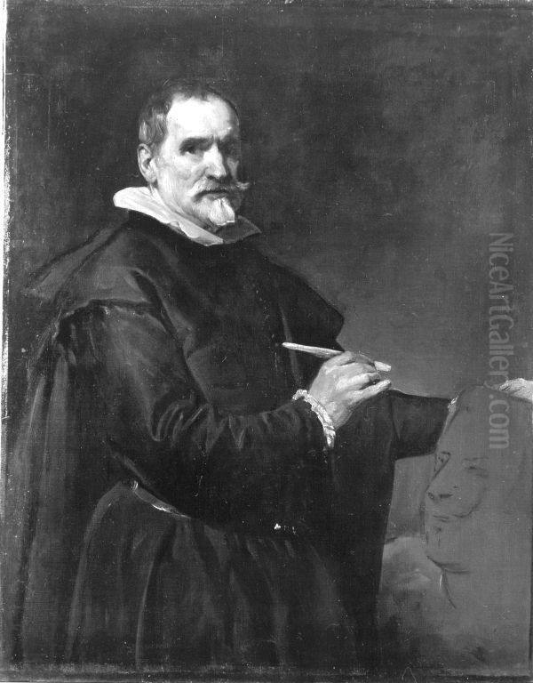 Der Bildhauer Martinez Montanes (nach Velazquez) Oil Painting by Ernst Friedrich von Liphart