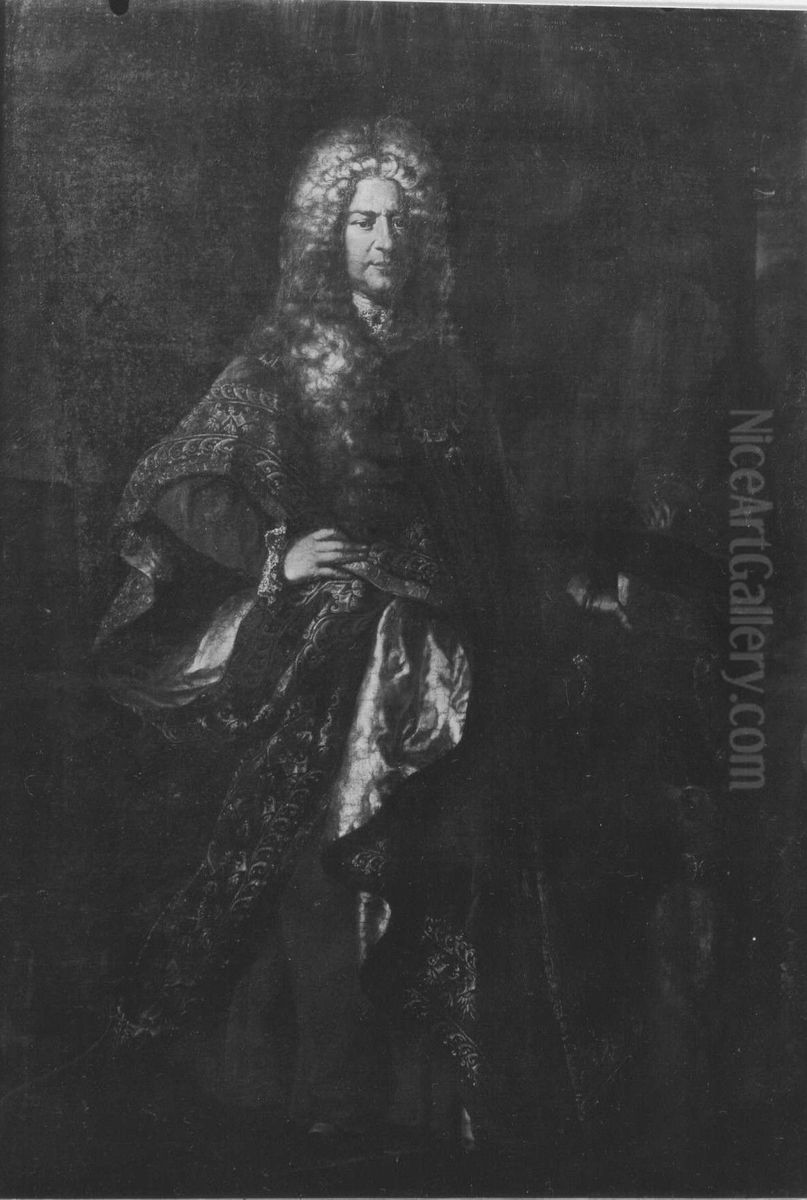 Bildnis von Karl III. Philipp, Kurfurst von der Pfalz, in der Ordenstracht des Goldenen Vlieses (1661-1742) Oil Painting by Jan Frans van Douven