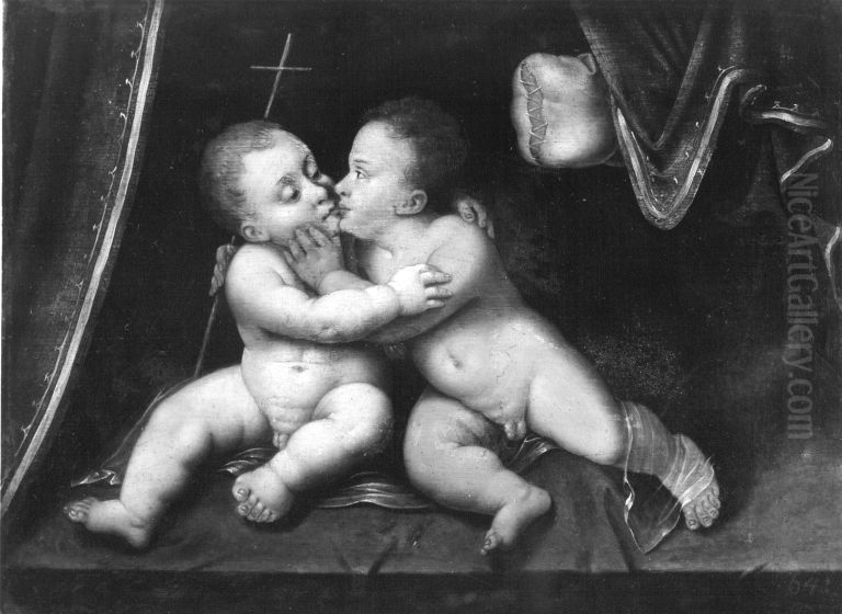 Jesus- und Johannesknabe Oil Painting by Leonardo Da Vinci