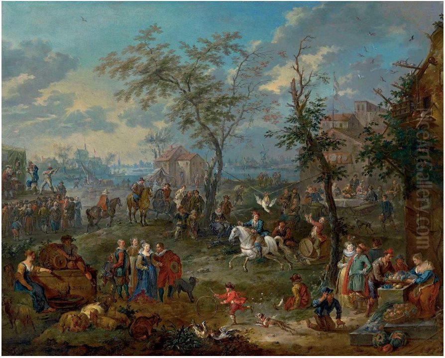 Kirmessbelustigung Oil Painting by Jan Pieter van Bredael