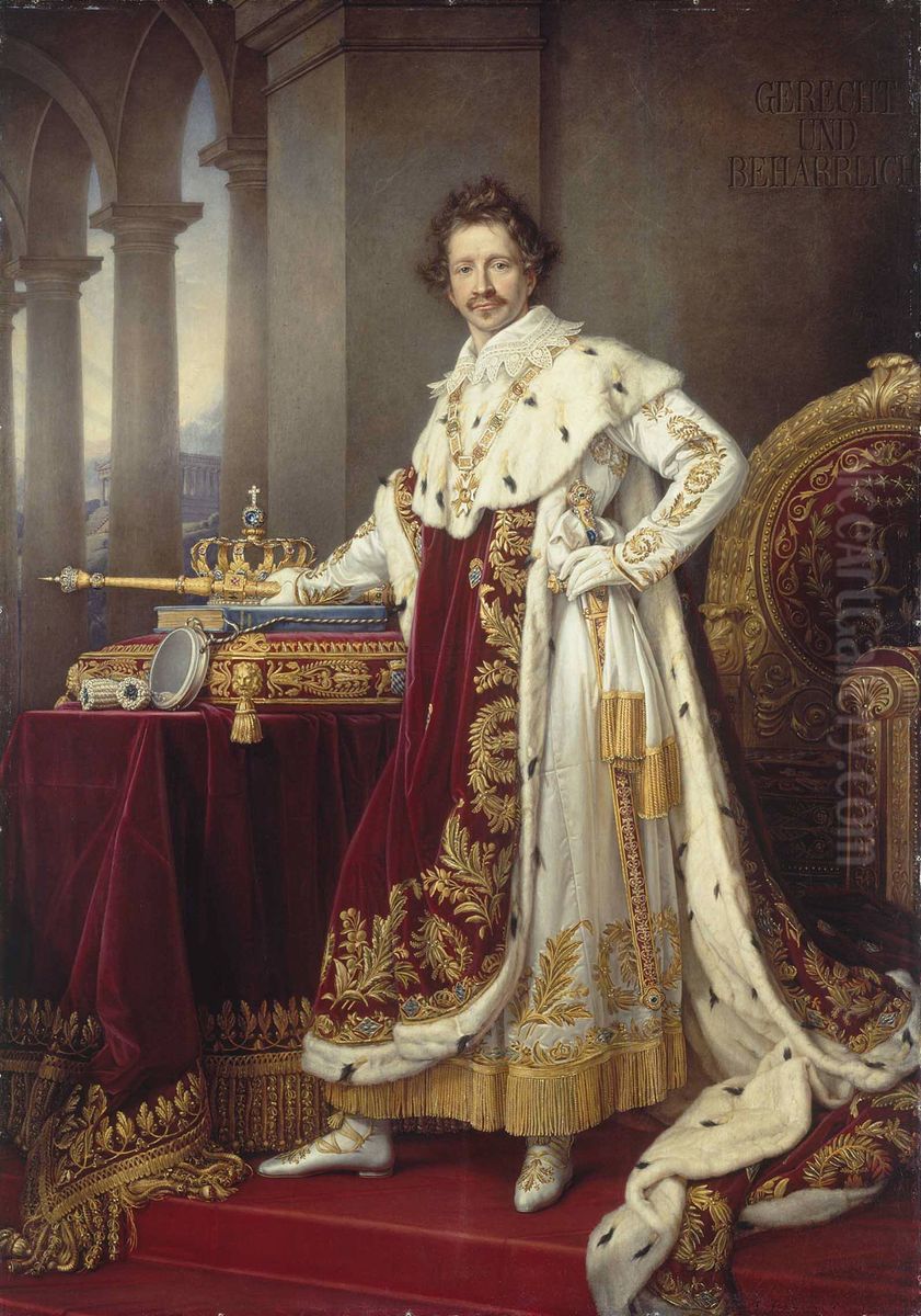 King Ludwig I of Bavaria in Coronation Regalia Oil Painting by Joseph Karl Stieler