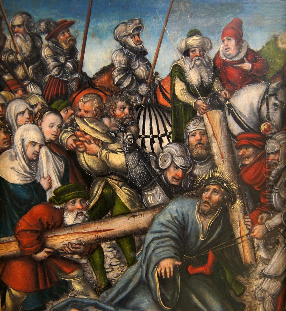Agony in the Garden, Christ is Crowned with Thorns, Christ on the Way to Calvery [recto, left wing panel] Oil Painting by Lucas Cranach the Elder