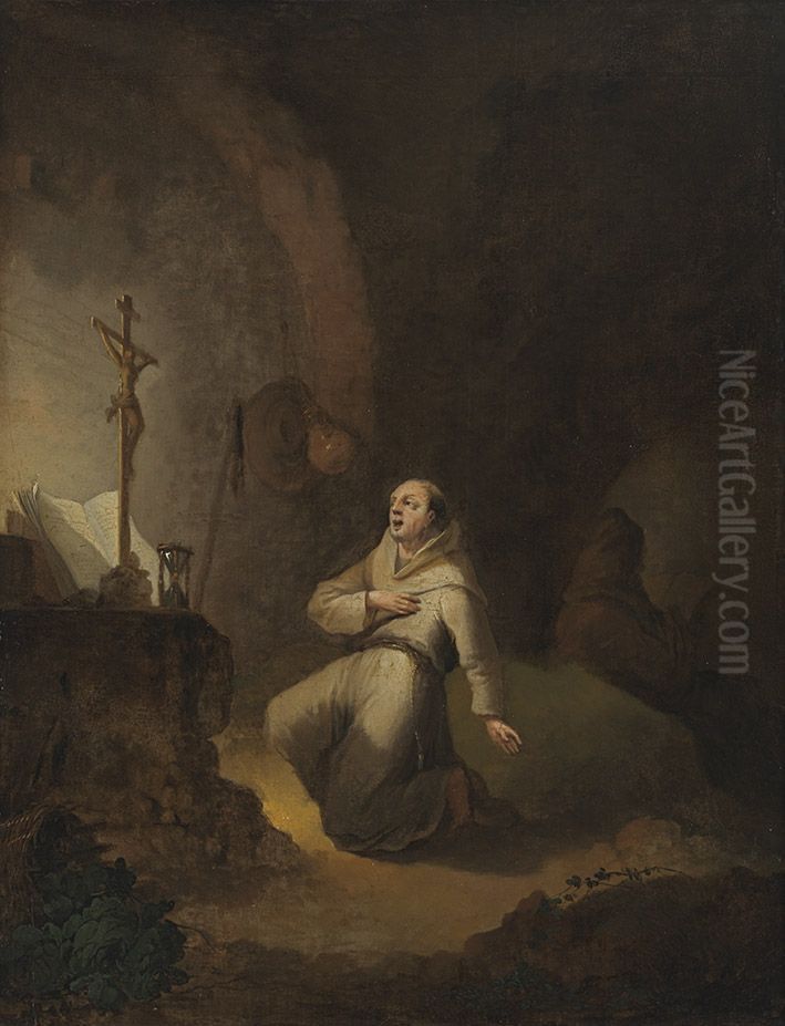 Hl. Bruno von Koln Oil Painting by Christian Wilhelm Ernst Dietrich