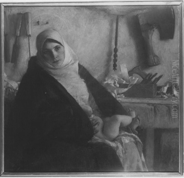 Die Madonna mit dem Hobel Oil Painting by Pascal Dagnan-Bouveret