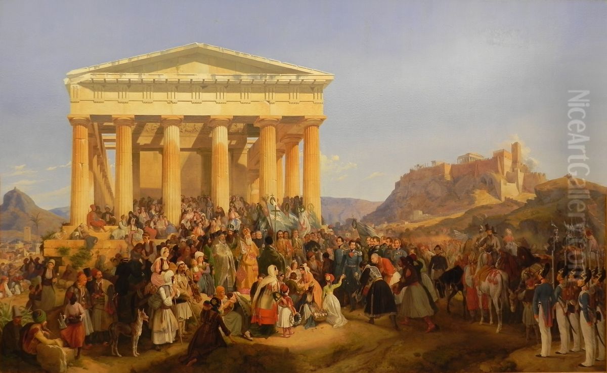 Empfang Konig Ottos von Griechenland in Athen Oil Painting by Peter von Hess