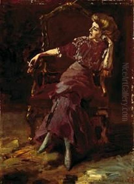 Pariserin Oil Painting by Albert von Keller