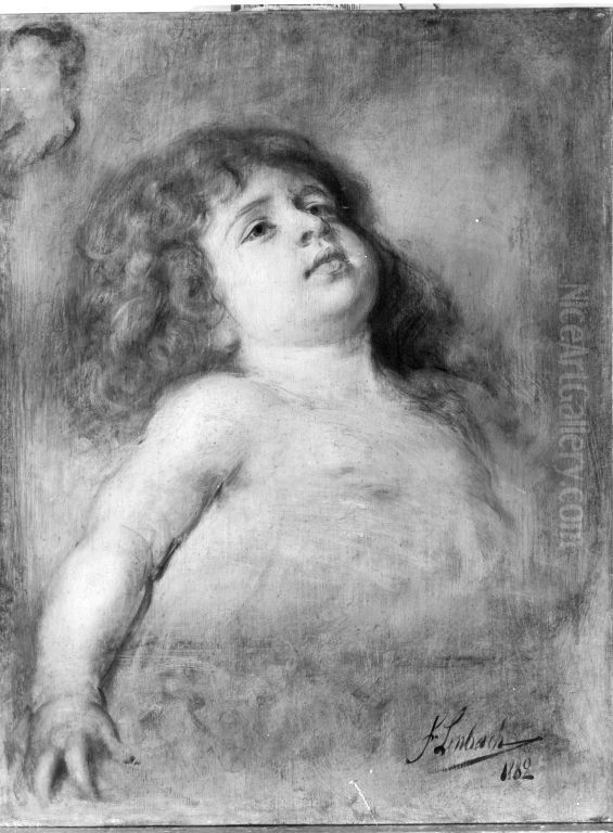 Kleines, rothaariges Madchen Oil Painting by Lenbach Franz Von