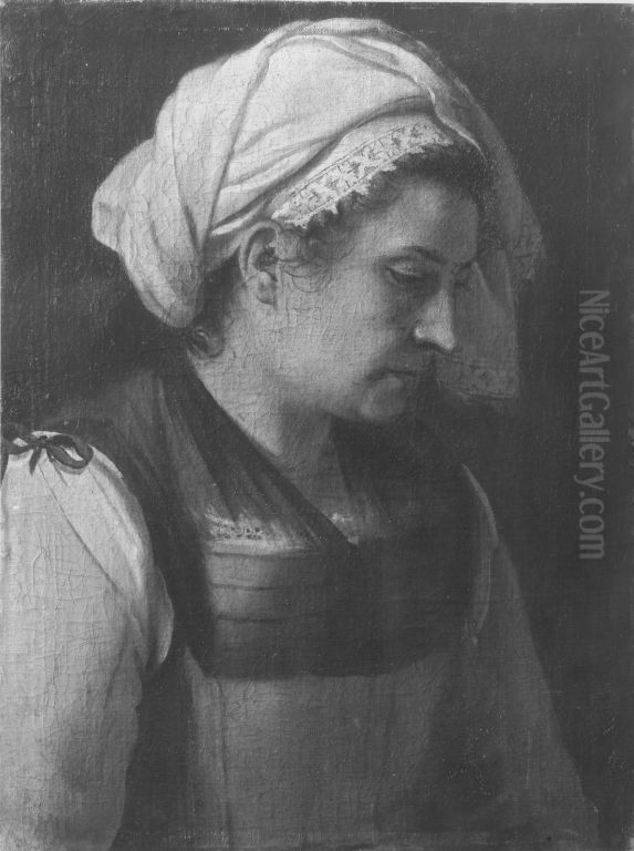 Frau mit Kopftuch Oil Painting by Christopher Paudiss