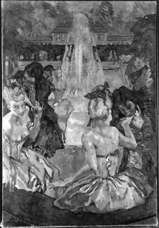 Gartenfest (Hofische Gesellschaft) Oil Painting by Leo Putz