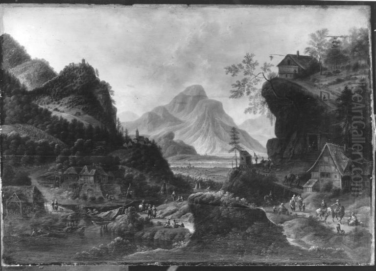 Gebirgslandschaft Oil Painting by Jan Griffier I