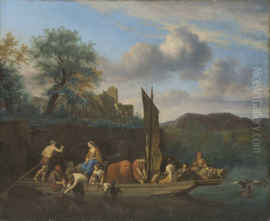 Italienische Landschaft mit Fahre Oil Painting by Adriaen Van De Velde