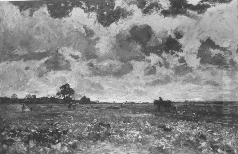 Hollandische Landschaft (In den Feldern) Oil Painting by Olof Jernberg