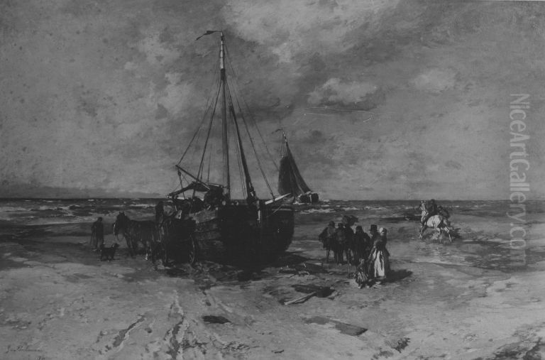 Hollandisches Strandbild Oil Painting by Gregor Von Bochmann