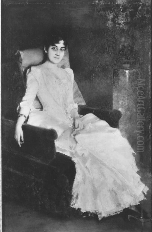 Irene von Keller, die Frau des Kunstlers Oil Painting by Albert von Keller