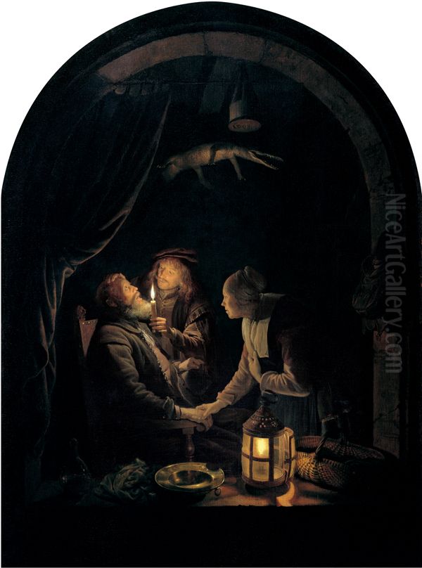 Dentist by candlelight Oil Painting by Gerrit Dou