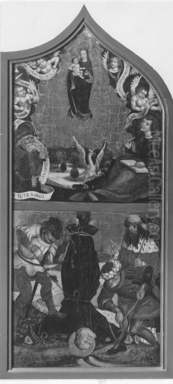 Maria als Himmelskonigin und Kreuzigung Petri (Abgetrennte Ruckseite siehe 9902) Oil Painting by Jan Polack