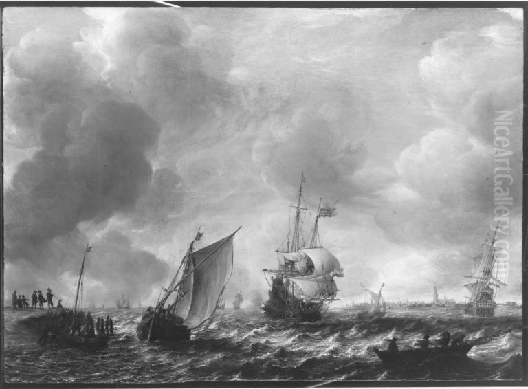 Marine bei Vlissingen Oil Painting by Jan Abrahamsz Beerstraaten