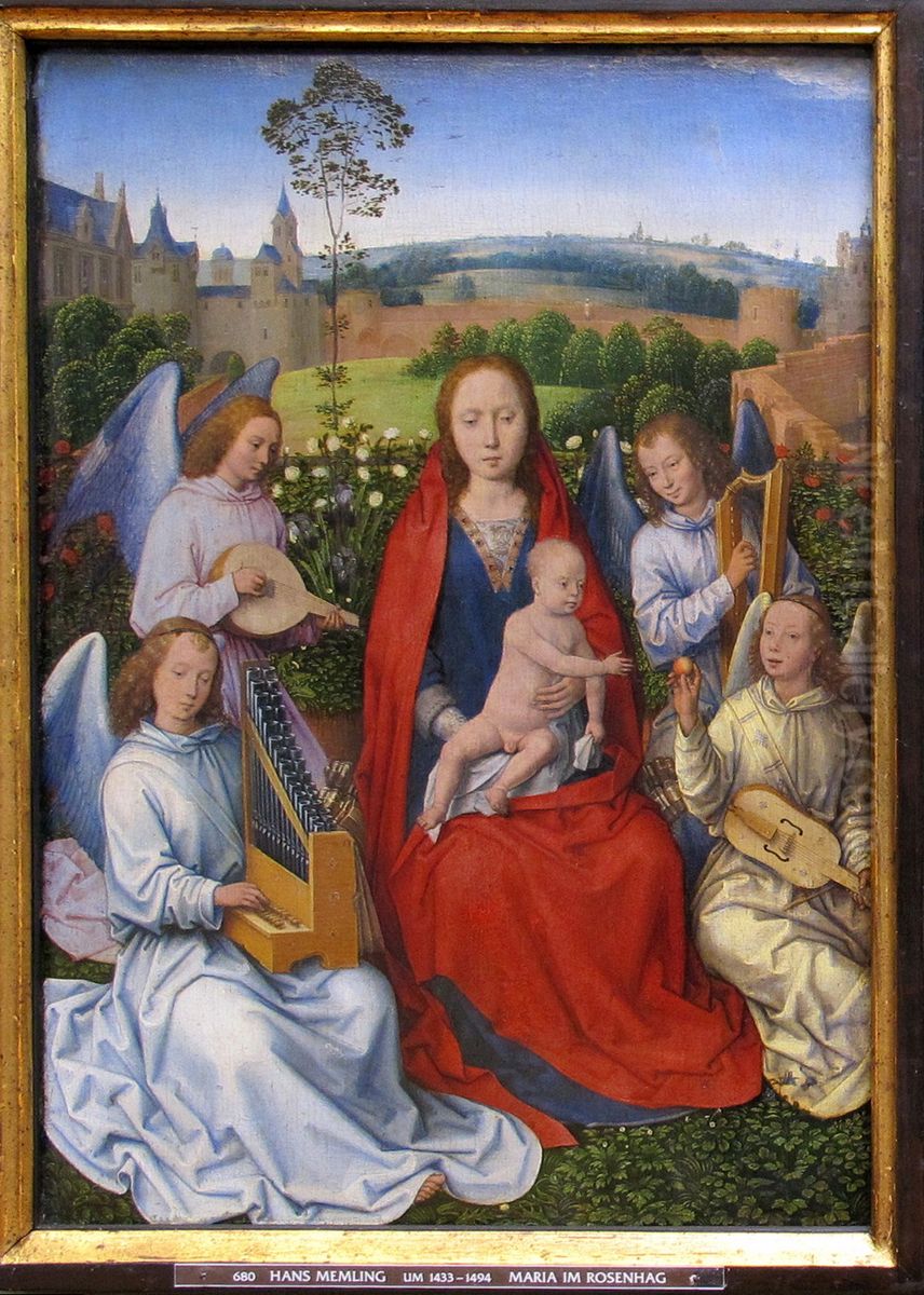 Virgin and Child with Musician Angels Oil Painting by (manner of) Memling, Hans