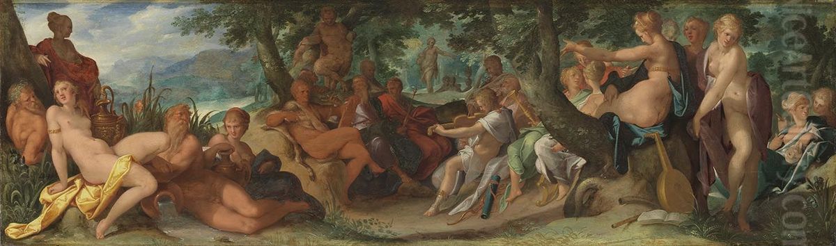 Wettstreit zwischen Apollo und Pan Oil Painting by Bartholomeus Spranger