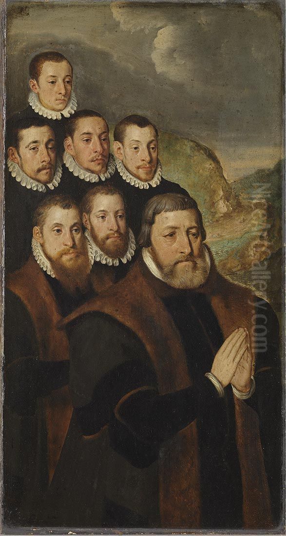 Antoine Humbelot mit seinen Sohnen Oil Painting by Pieter Pourbus