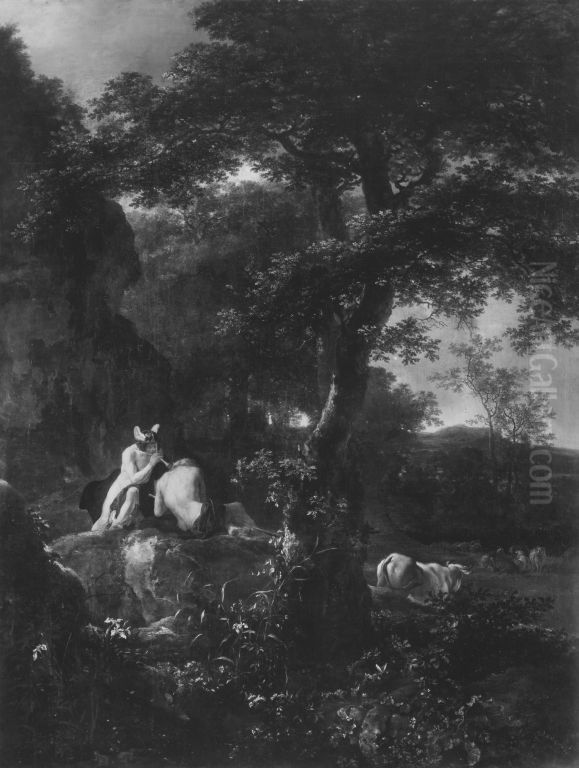 Abendlandschaft mit Merkur und Argus Oil Painting by Jan Both