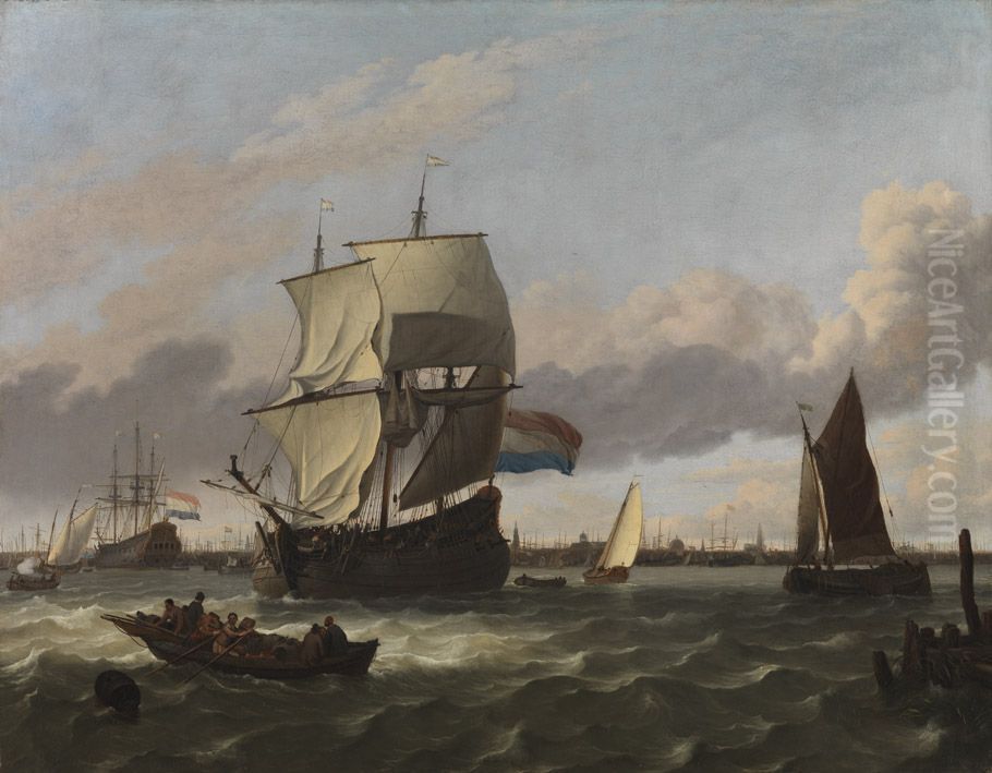 Der Seehafen von Amsterdam Oil Painting by Ludolf Backhuysen II