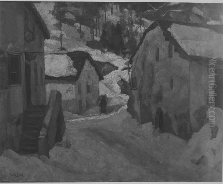 Dorfstrasse im Winter Oil Painting by Paul Eduard Crodel