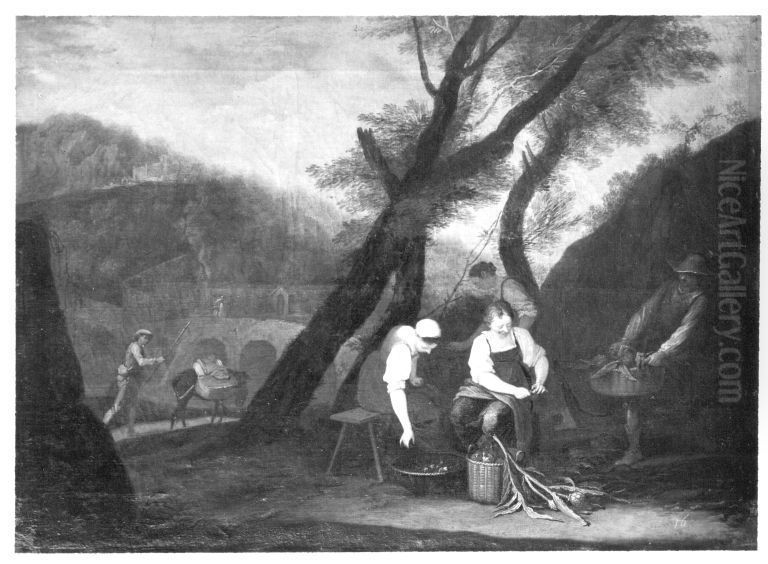 Landliche Szene (Artischockenputzerinnen) Oil Painting by Rugendas, Georg Philipp I