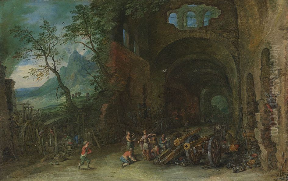 Venus and Mars at the forge of Vulcanus Oil Painting by Jan Brughel