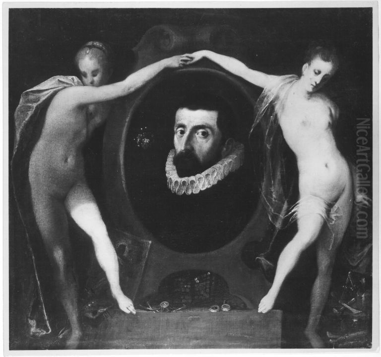 Bildnis eines Stempelschneiders Oil Painting by Hans Von Aachen