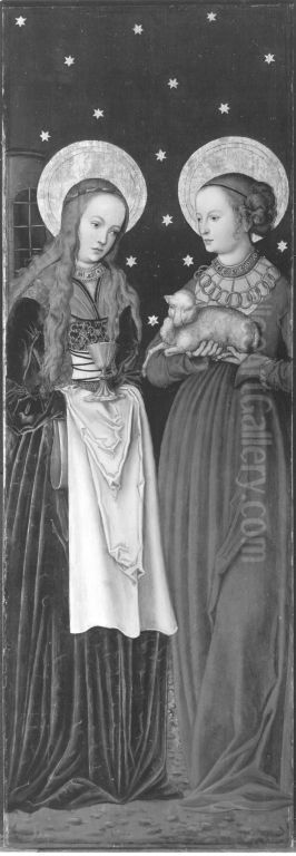 Hll. Barbara und Agnes Oil Painting by Lucas Cranach the Elder