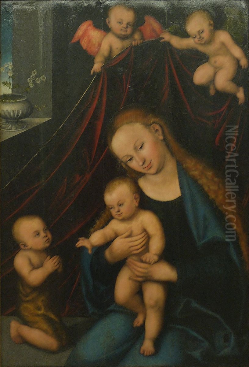 The Virgin and Child with St John as a Child Oil Painting by Lucas Cranach the Elder