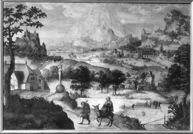 Flucht nach Agypten Oil Painting by Lucas Gassel