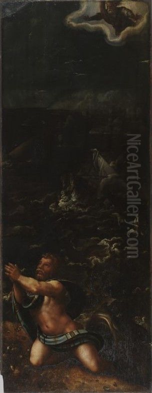 Jonah spewed out by the sea monster Oil Painting by Pieter Coecke Van Aelst