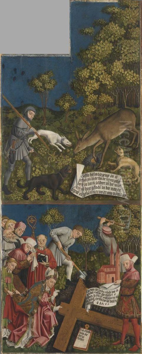 The hinds finds the cross, Excavation of the cross (interior) Oil Painting by Master of the Polling Panels