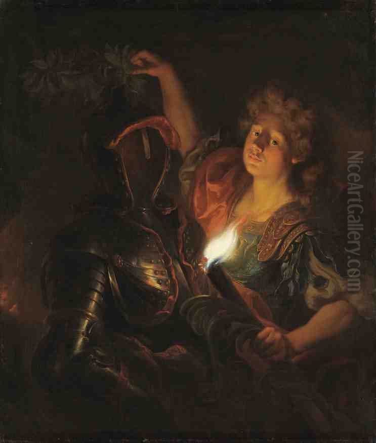 Krieger mit Fackel und Lorbeer Oil Painting by Jan Frans van Douven