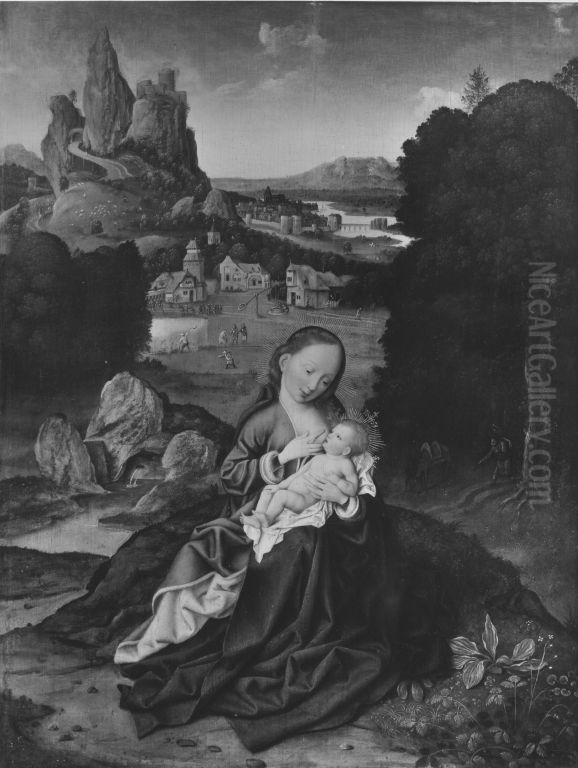 Ruhe auf der Flucht Oil Painting by Joos Van Cleve