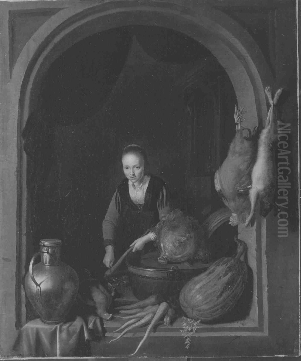 The Cook Oil Painting by Gerrit Dou