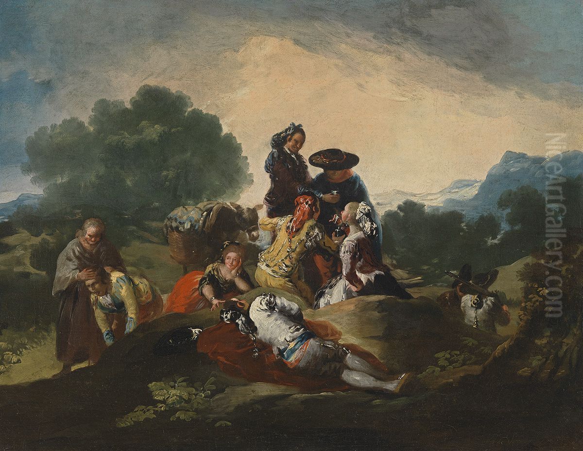 Merienda en el campo Oil Painting by Francisco Goya Fuendetodos